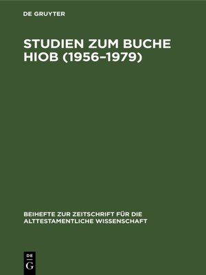 cover image of Studien zum Buche Hiob (1956–1979)